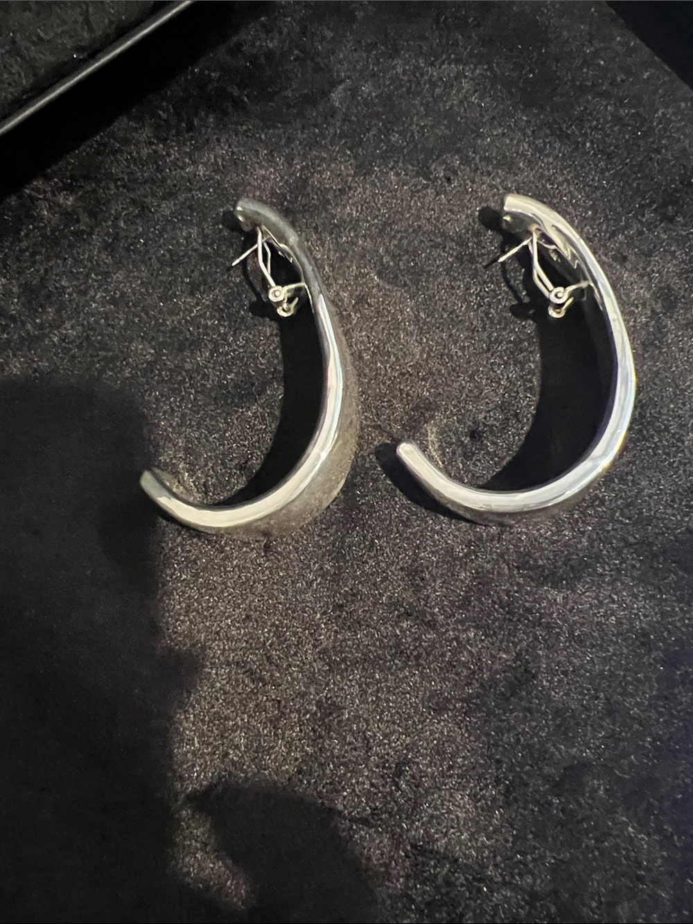 Polished Sterling Silver Hoop Earrings - Large - Picture 2 of 6
